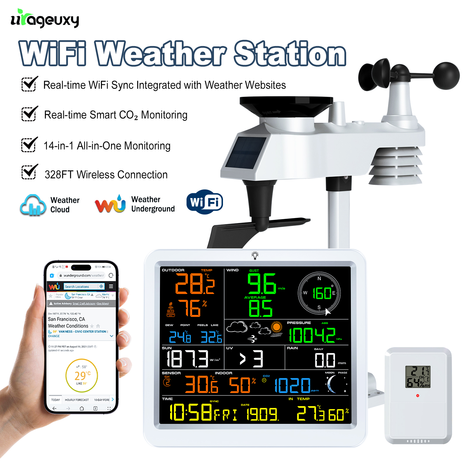 Outdoor Power Tower - WiFi Weather Station 14-in-1 with Solar