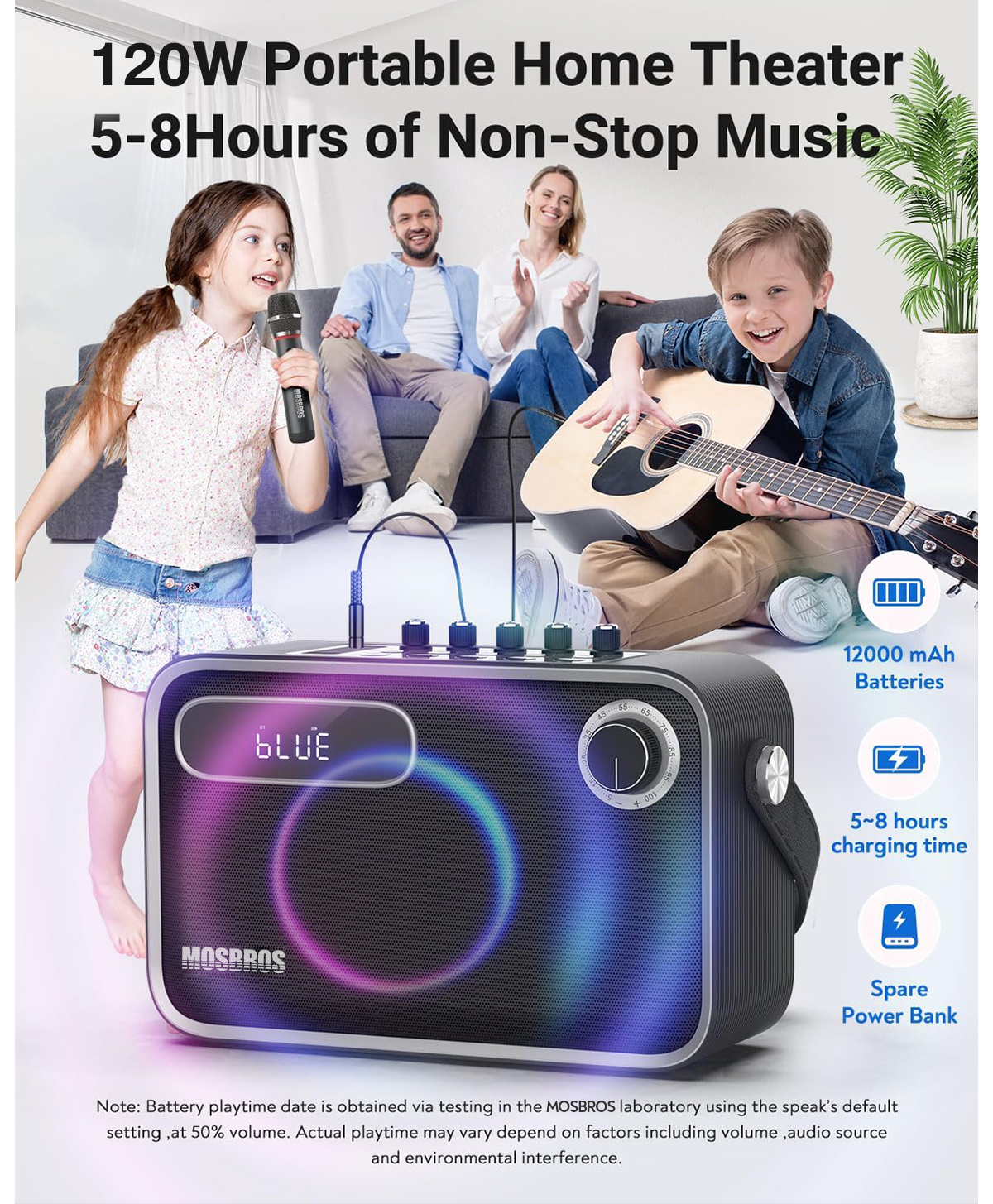 Portable Karaoke Machine 120W  - Outdoor Power Jack recensie en prijs