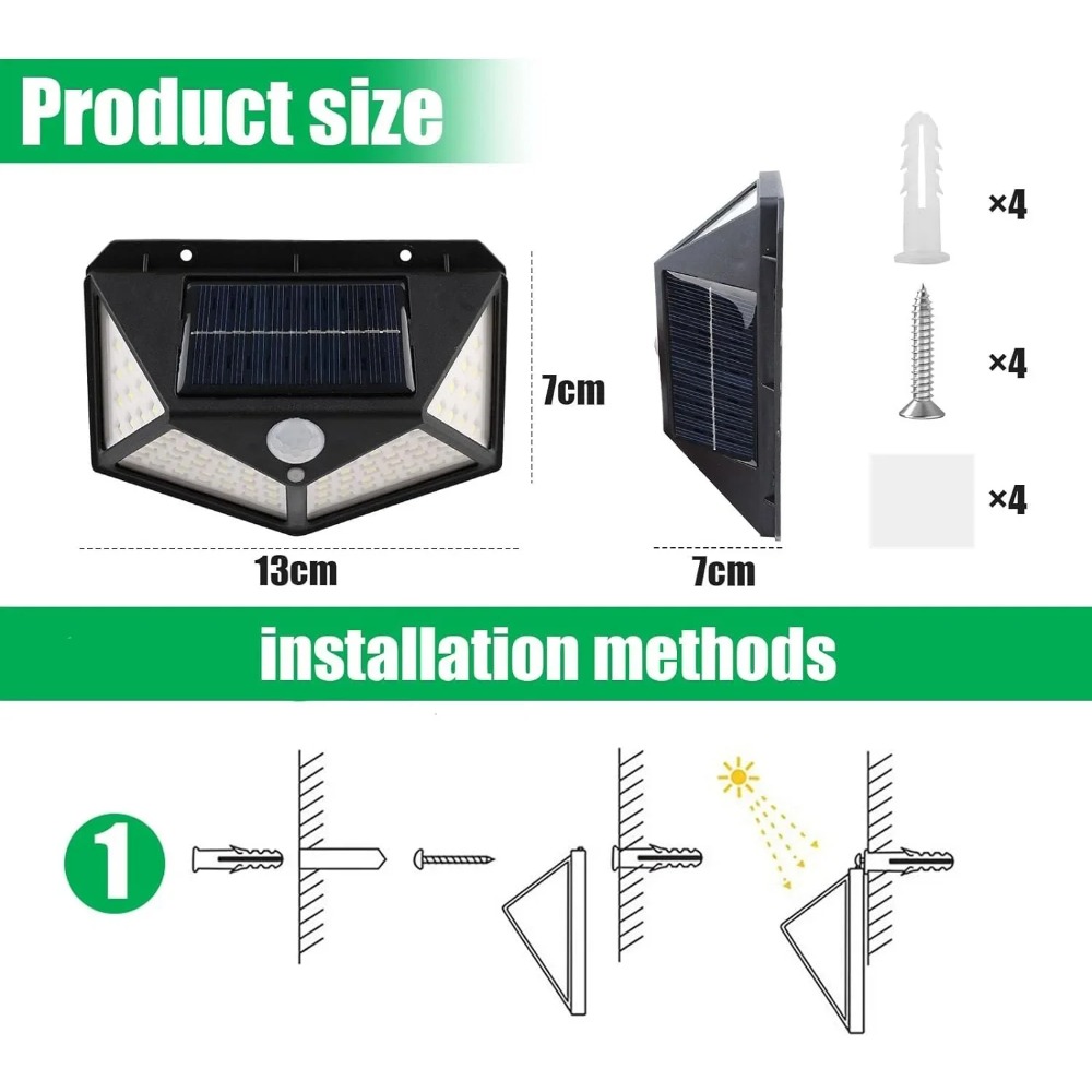 100 LED Wall Lamp Solar Lights - Outdoor Power Garage recensie en prijs