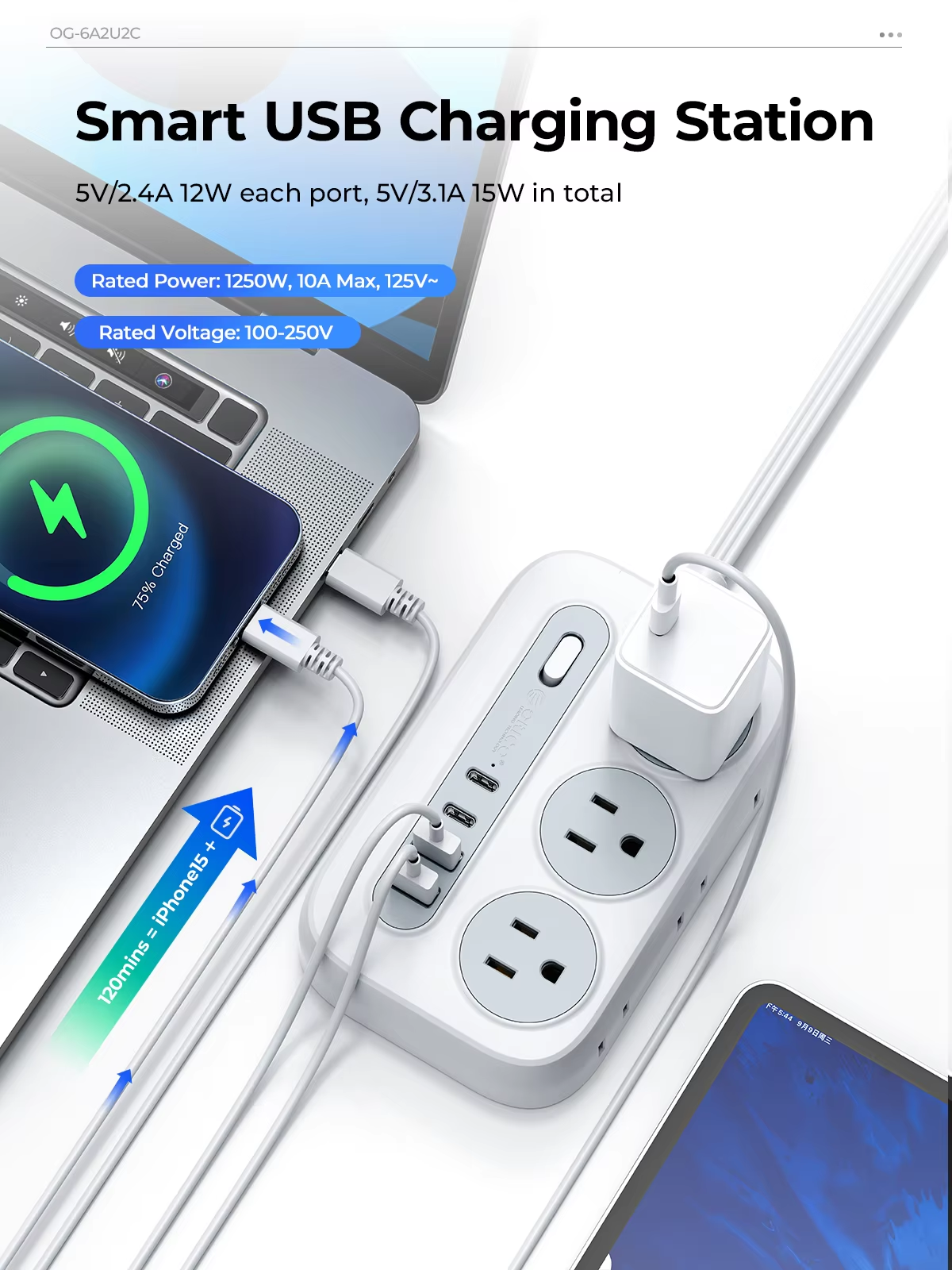 ORICO Power Strip 6 AC Outlets - Outdoor Power Adapter Usb C recensie en prijs