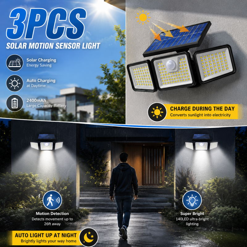 3-Pack Solar-Powered Triple-He - Outdoor Power Garage recensie en prijs