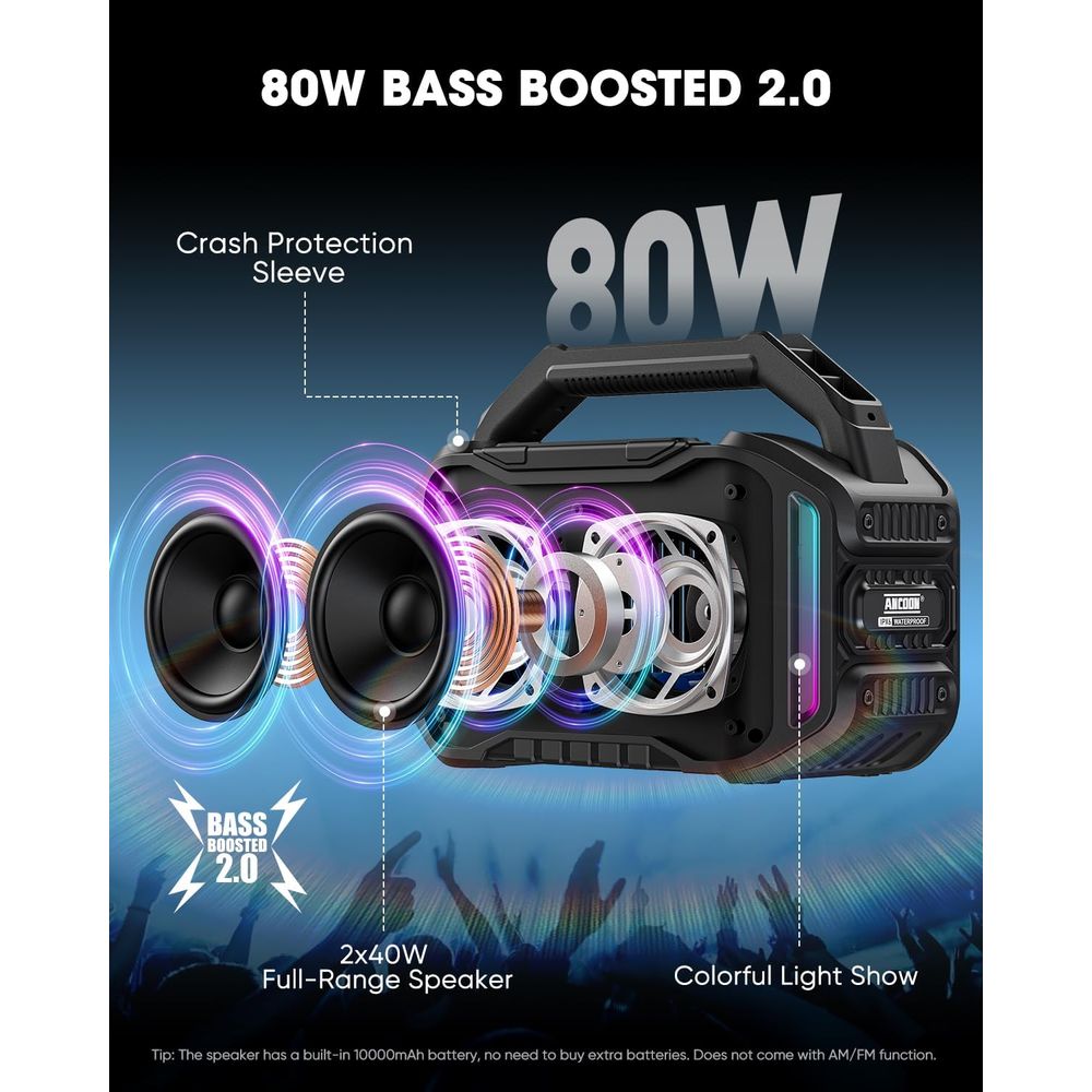 80W Peak Power Bluetooth Speak - Outdoor Power Garage recensie en prijs